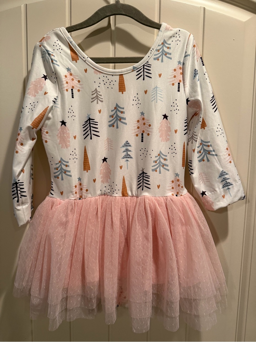 cheeky plum White Bodice Pink Tulle Tutu Dress with Tree Print